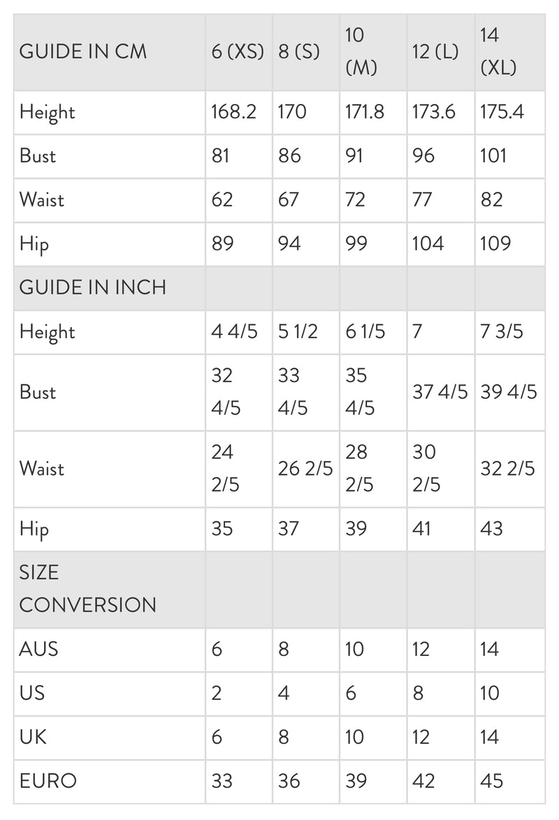 Sizing Information – Charlie Holiday
